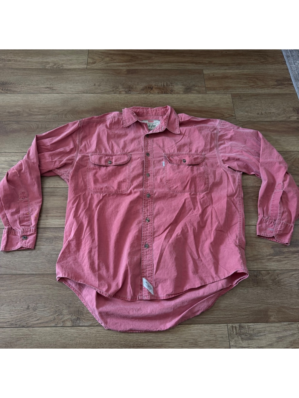 Vtg 90s Levi's Authentic Button Down Shirt XL Pink
